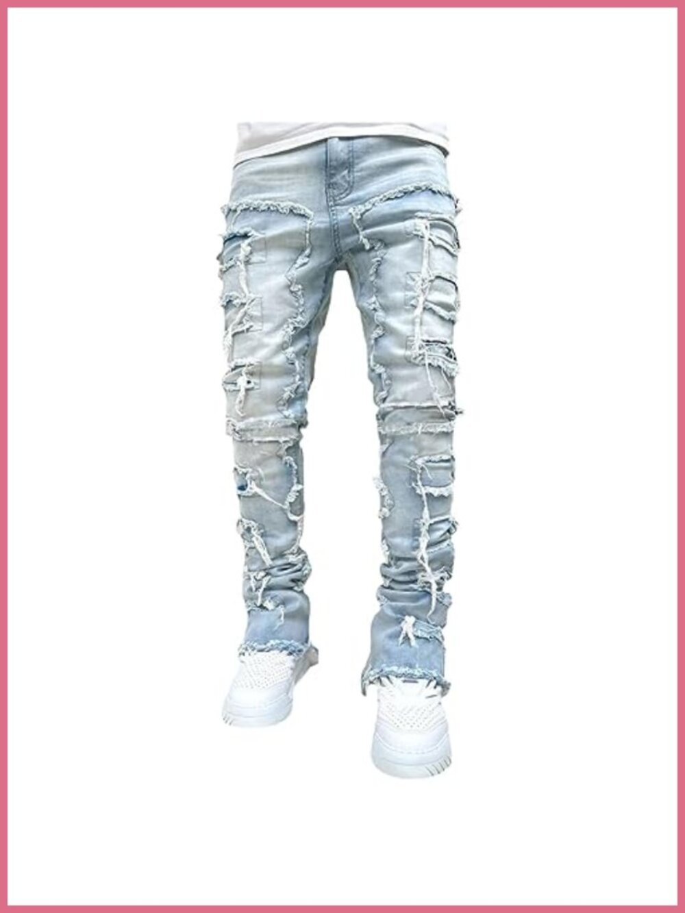 Men's Stacked Skinny Jeans Ripped Denim Y2K Harajuku High Waist